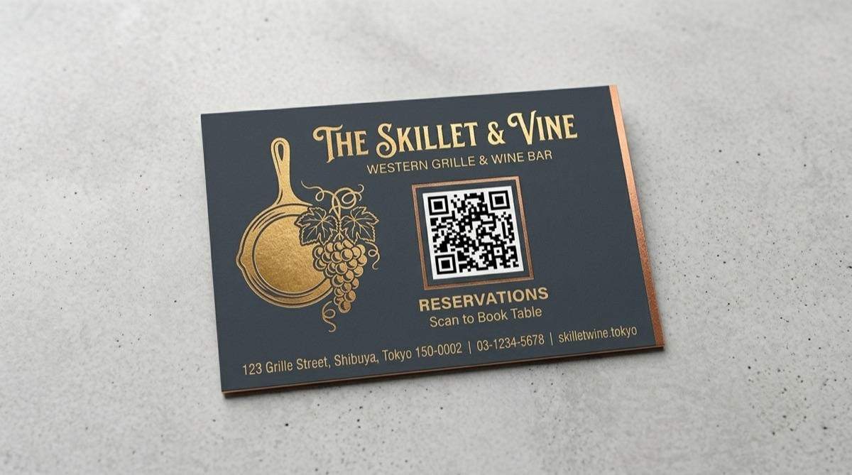 予約QR付きショップカードのアップ（The Skillet & Vine）